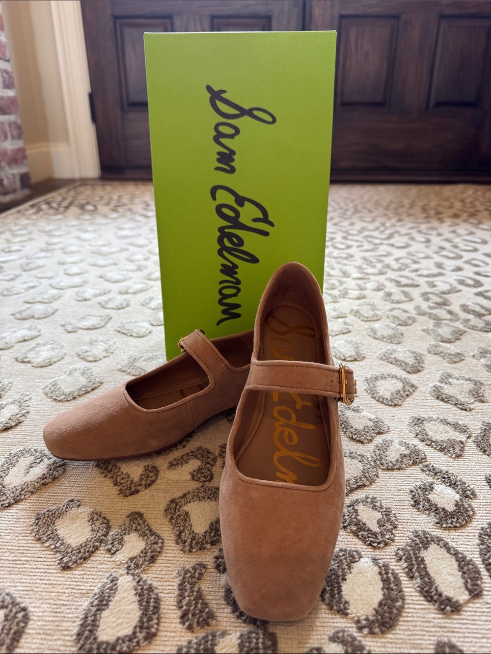 Sam Edelman Michaela Suede Mary Jane Flats in Tan